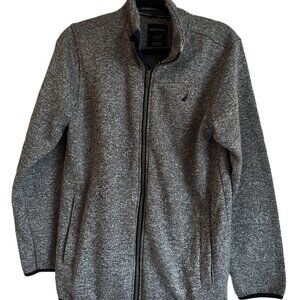 Nautica Boys Knit Fleece Zip Up Jacket Mottled Tan/Cream Sz 18/20